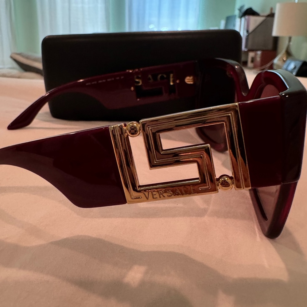 Versace Deep Red Square Sunglasses